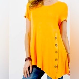 So soft orange tunic T with button detail on the front